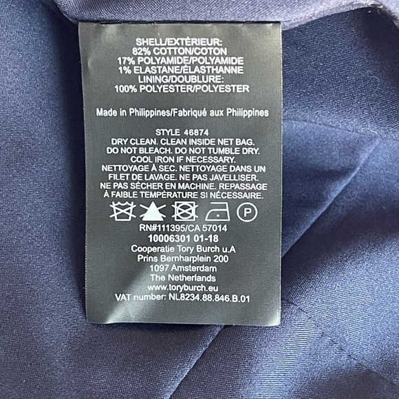 Tory Burch Cameron Crosshatch-print Jacket IvoryNavy with a Mandarin Collar SZ 2 - Picture 10 of 15